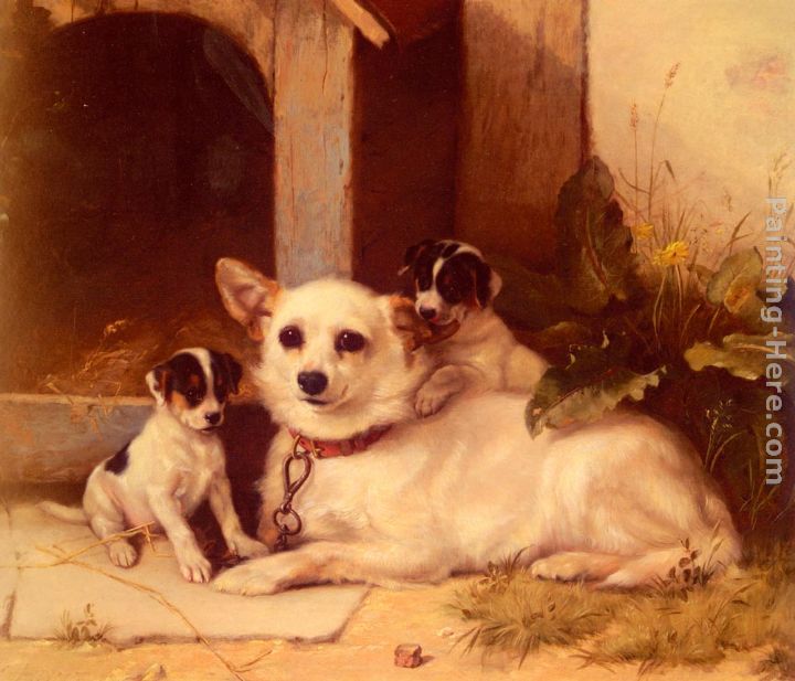 Mother And Puppies Resting painting - Walter Hunt Mother And Puppies Resting art painting
